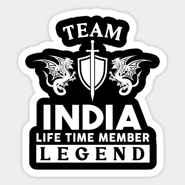 India Name T Shirt - India Life Time Member Legend Gift Item Tee Sticker by unendurableslemp118